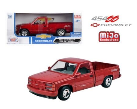 Motormax 1:24 1992 Chevrolet 454 SS Pickup - Red Metallic - MiJo Exclusives