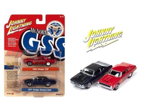 Johnny Lightning 1:64 Mr.Norm 1964 Dodge 330 (Red) & 1971 Dodge Demon GSS (Purple) - 2-Packs 2022 Release 3 Version A