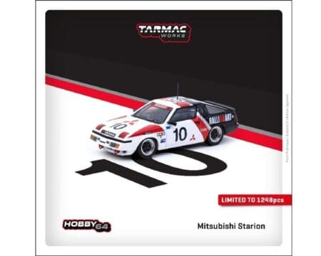Tarmac Works 1:64 Mitsubishi Starion #10 (White/Red/Black) Macau Guia 1985 - Hobby64