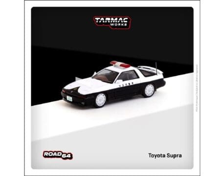 Tarmac Works 1:64 Toyota Supra Japan Police Car (Black & White) - Hobby64