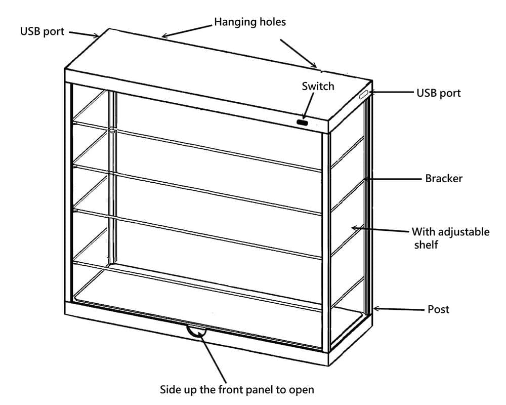 Showcase 1:64 Wall Mount 5 Tiers USB Powered LED Black with Mirror Back - MiJo Exclusives - Image 6