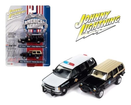 Johnny Lightning 1:64 American Heroes 1997 Chevrolet Tahoe Texas Highway Patrol & Jeep Cherokee XJ Florida State K9 Unit - 2-Packs 2022 Release 3 Version A