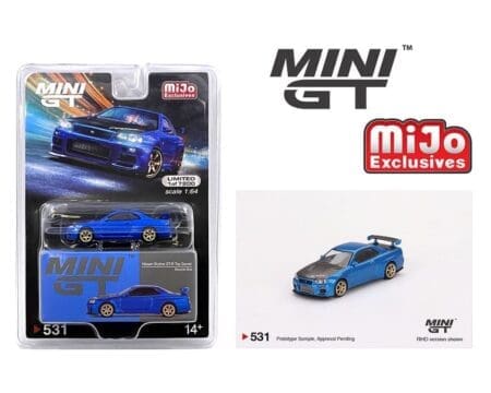 Mini GT 1:64 Nissan Skyline GT-R (R34) Top Secret Bayside - Blue - Mijo Exclusives