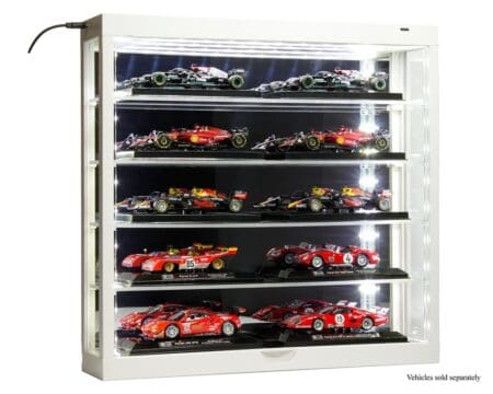 Showcase 5-Tier LED Display Case Desktop or Wall Mount - White Case with Mirror Rear Panel - MiJo Exclusives - Image 4