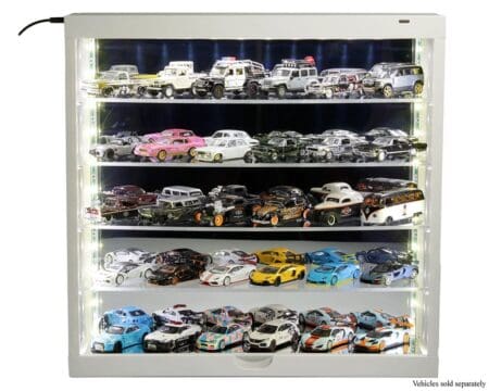 Showcase 5-Tier LED Display Case Desktop or Wall Mount - White Case with Mirror Rear Panel - MiJo Exclusives - Image 5