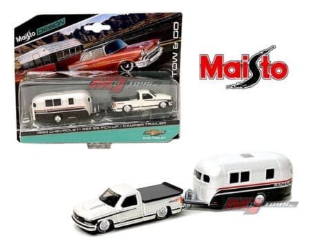 Maisto 1:64 1993 Chevrolet 454 SS Pickup Truck W/ Camper Trailer - Tow & Go