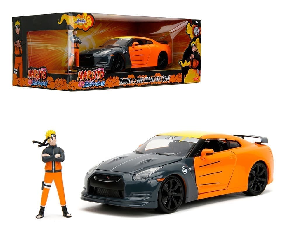 Jada 124 Naruto Shippuden Naruto & 2009 Nissan GTR (R35) (Orange/Grey