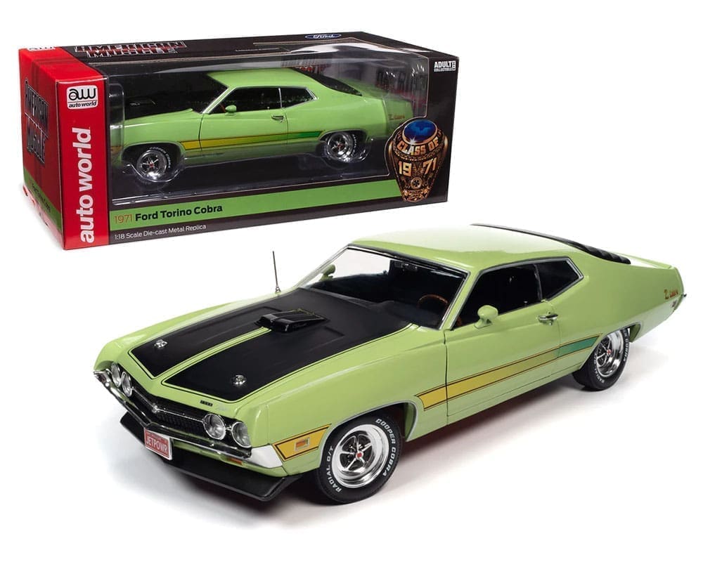 Auto World 1:18 1971 Ford Torino Cobra - Grabber Lime with Laser