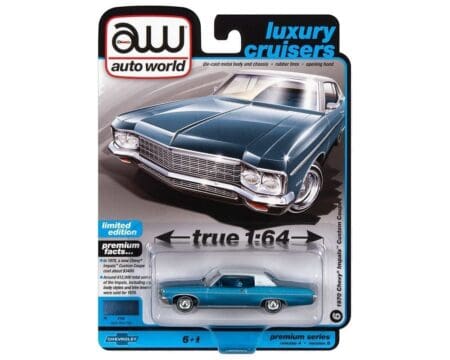 Auto World 1:64 1970 Chevrolet Impala Custom Coupe (Astro Blue Poly) - Premium 2022 Release 4 Version B