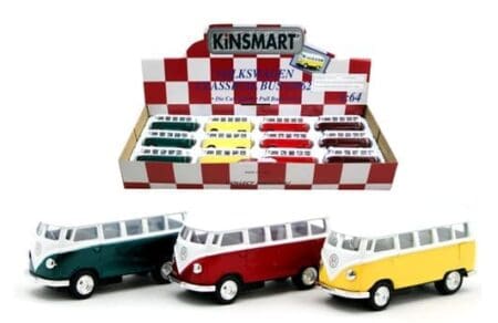 Kinsmart 1:64 1962 Volkswagen Samba Van Solid 2 Tone 2.5" - Display Tray Set of 12