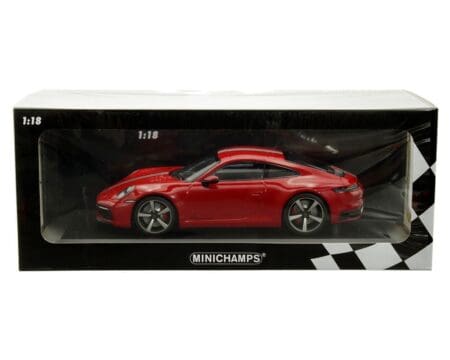Minichamps 1:18 2019 Porsche 911 Carrera 4S - Carmine (Red) with Silver Stripe - Limited Edition