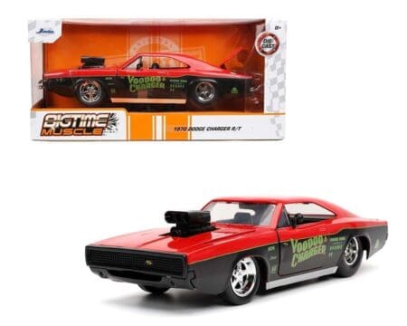 Jada 1:24 1970 Dodge Charger Gasser with Engine blower "Voodoo Charger" Two-Tone (Red/Black) - Bigtime Muscle