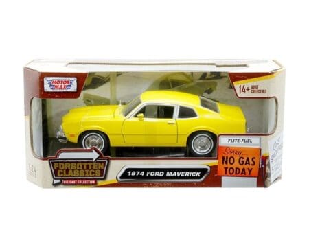 Motormax 1:24 1974 Ford Maverick - Yellow - Forgotten Classics - 73326AC