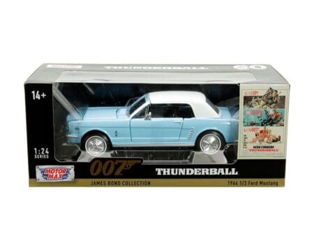 Motormax 1:24 1964 1/2 Ford Mustang (Light Blue) - 007 James Bond Collection - Thunderball - 60 Years of Bond