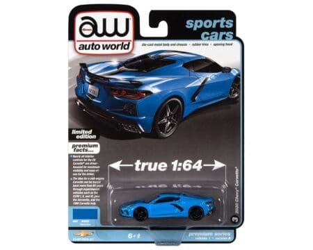 Auto World 1:64 Premium 2023 Release 1B - 2020 Chevrolet Corvette - Rapid Blue - Solid Pack