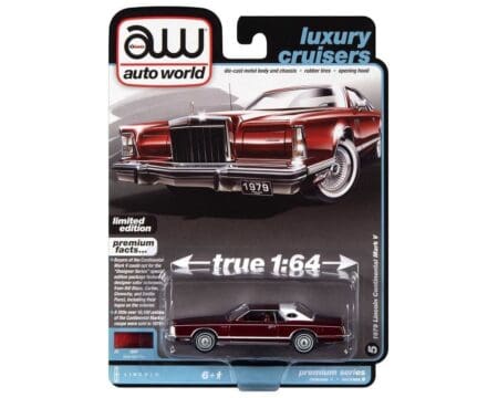 Auto World 1:64 Premium 2023 Release 1B - 1979 Lincoln Continental Mark V - Dark Red Poly - Solid Pack