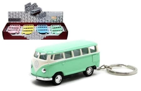 Kinsmart 2.5" 1962 Volkswagen Classical Bus with Pastel Keychain 1:64 - Display Tray Set of 12