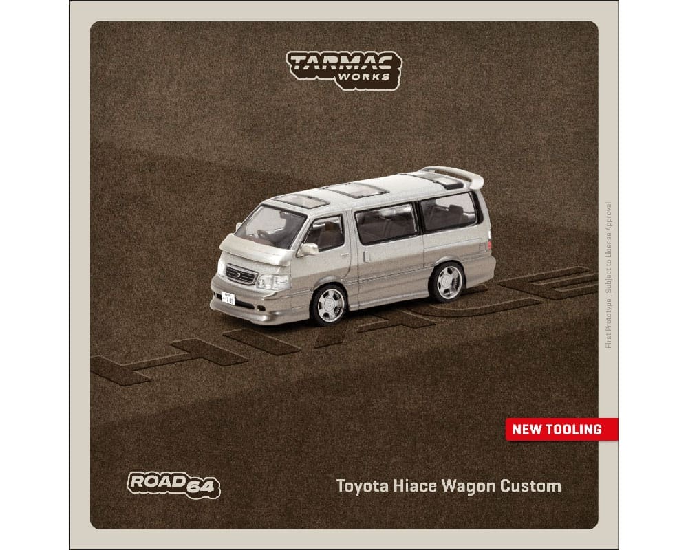 Tarmac Works 1:64 Toyota Hiace Wagon Custom - Silver / Brown - M