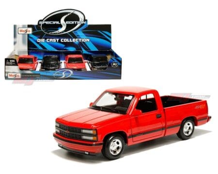 Maisto 1:24 1993 Chevrolet 454 SS Pickup - Red, Black - Special Edition - Display Tray Set of 4