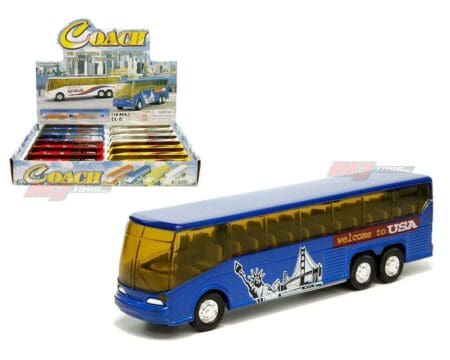 6" Coach Bus - 4 Colors - Display Tray Set of 12