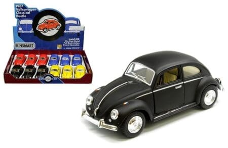 Kinsmart 1:32 1967 Volkswagen Classical Beetle Primer Colors 5" - Display Tray Box of 12