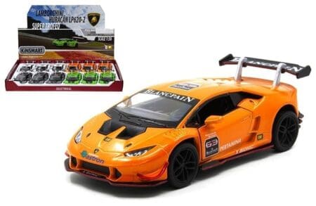 Kinsmart 1:36 Lamborghini Huracan LP620-2 Super Trofeo 5″ – Display Tray Set of 12