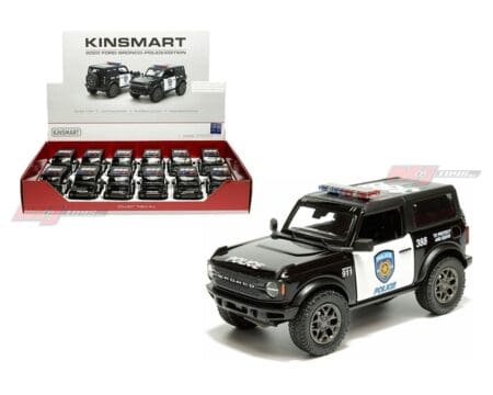 Kinsmart 1:34 2022 Ford Bronco Police Edition (Black) (KT5438DP) - Display Tray Set of 12