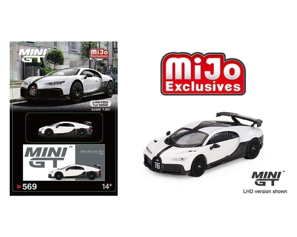 Mini GT 1:64 Bugatti Chiron Pur Sport - White - Mijo Exclusives - M & J  Toys Inc. Die-Cast Distribution