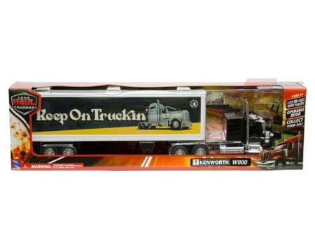 New Ray 1:32 Kenworth W900 Tribute To Truckers "Keep On Truckin'" - Black Cab with White Container - Long Haul Trucker