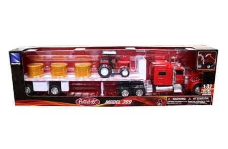 New Ray 1:32 Peterbilt 389 Open Hood Hay & Farm Tractor - Long Haul Truckers