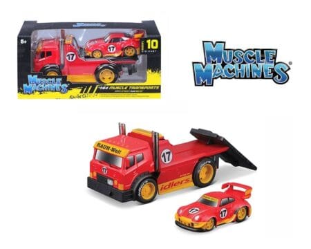 Muscle Machines 1:64 JDM Flatbed With RWB 993 911 Red  - Muscle Transports