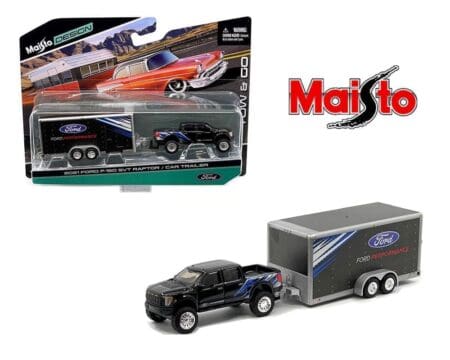 Maisto 1:64 2021 Ford F-150 SVT Raptor / Car Trailer - Tow & Go