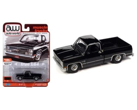 Auto World 1:64 1985 Chevrolet Silverado Fleetside - Gloss Black - Premium 2023 Release 2 Version A