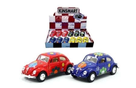 Kinsmart 1:32 1967 Volkswagen Classical Beetle Print Flowers 5″ – Display Tray Box of 12