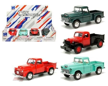 New Ray 1:32 Dodge and Chevrolet Trucks Assortment - City Cruiser - Display Tray Set of 4