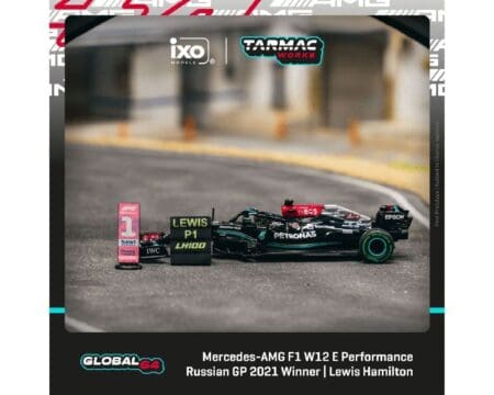 Tarmac Works 1:64 Mercedes-AMG F1 W12 E Performance Russian Grand Prix 2021 Winner 100th Win - Lewis Hamilton - Global64