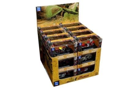 New Ray 1:32 Indian Motorcycles Assortment 12 Styles - Counter Display of 24