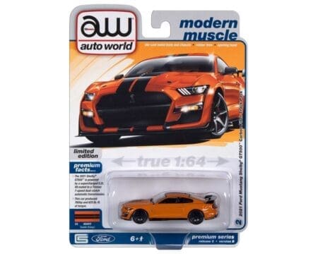 Auto World 1:64 2021 Ford Mustang Shelby GT500 Carbon Fiber Track pack  - Orange - Premium 2023 Release 3 Version B