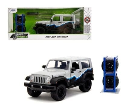Jada 1:24 2007 Jeep Wrangler - Silver - Just Trucks with Rack and Wheels