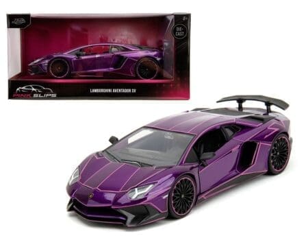 Jada 1:24 Lamborghini Aventador SV - Candy Purple with Pink Lines - Pink Slips