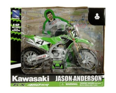 New Ray 1:12 Kawasaki KX450SR Factory Race Team Bike #21 Jason Anderson - Green - Motorcycles