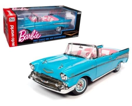 Auto World 1:18 Barbie 1957 Chevrolet Bel Air Convertible - Aqua Blue - Silver Screen Machines