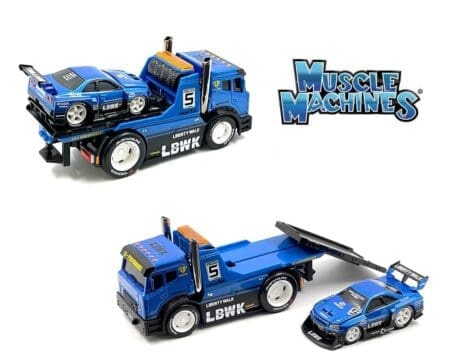 Muscle Machines 1:64 JDM Flatbed / Liberty Walk 1999 Nissan Skyline GT-R R34 - Blue - Muscle Transports Model 14 - Image 2