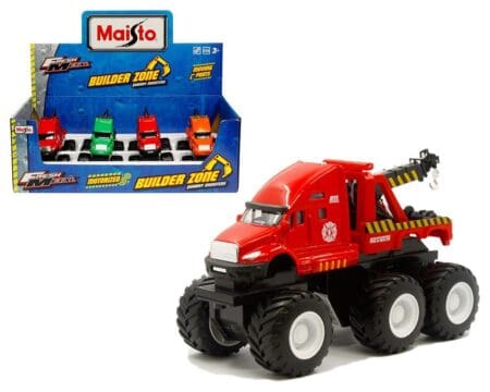 Maisto Monster Tow Truck  8" - Fresh Metal Builder Zone Quarry - Display Tray Set of4