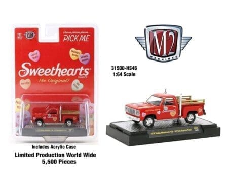 M2 Machines 1:64 1978 Dodge Adventure 150 Li'l Red Express Truck- Red Sweetheart - Hobby Exclusive