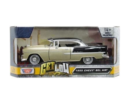 Motormax 1:24 1955 Chevrolet Bel Air Coupe Hardtop - Beige/Black - Get Low