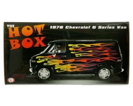 ACME 1:18 1976 Chevrolet G Series Van - The Hot Box - Black with Flames - Limited 1 of 366