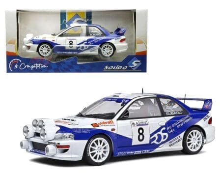 Solido 1:18 1999 Subaru Impreza S5 WRC - Rally Azimut Di Monza 2000 - V. Rossi / C. Cassina #8 - White/Blue