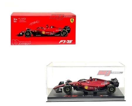 Bburago 1:43 2022 Ferrari Season Car F1-75 #16 Charles Leclerc with Driver Figure and Plastic Display Case - Ferraro F1