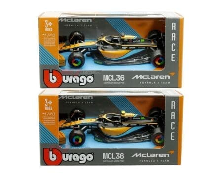 Bburago 1:43 McLaren Formula 1 Team MCL 36 Australian Grand Prix #3 Daniel Ricciardo & #4 Lando Norris